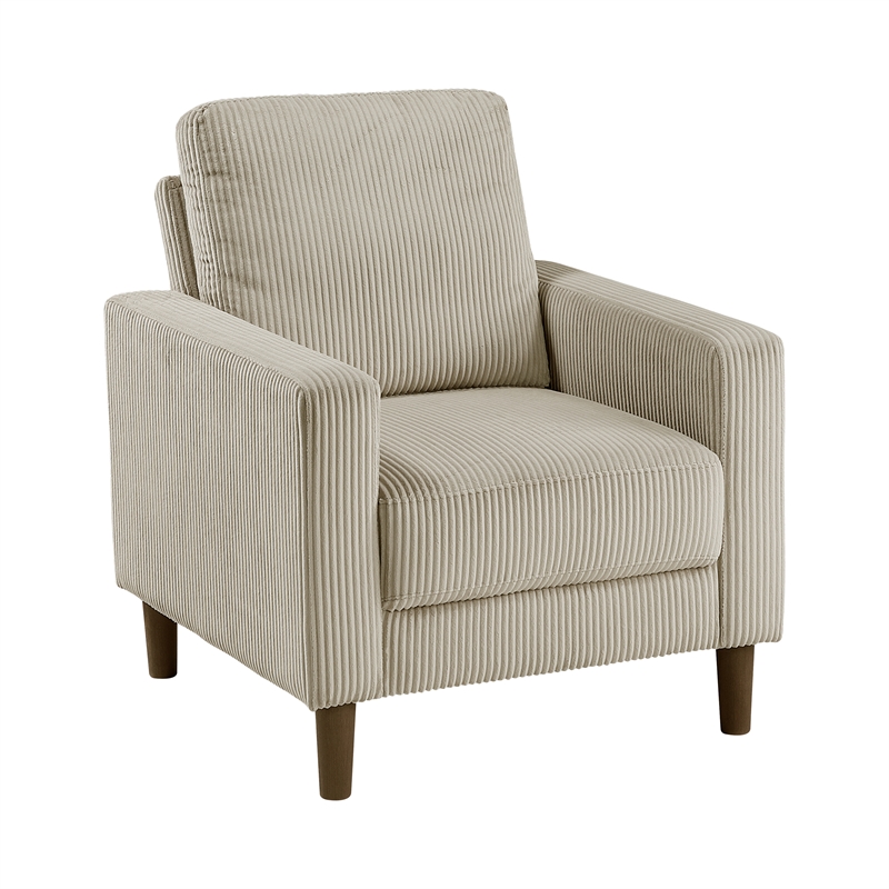 Pemberly Row Corduroy Fabric Sofa with Track Arms Pocket Coils in Taupe