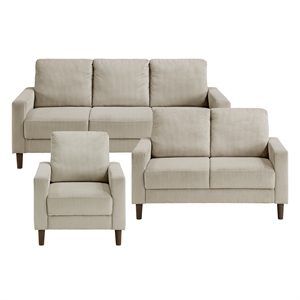 Pemberly Row Corduroy Fabric Sofa with Track Arms Pocket Coils in Taupe