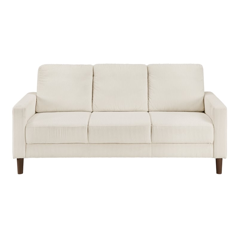Pemberly Row Corduroy Fabric Sofa with Track Arms Pocket Coils in Beige