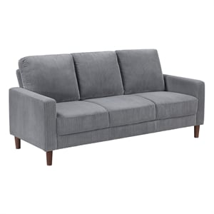 Pemberly Row Corduroy Fabric Sofa with Track Arms Pocket Coils in Gray