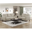 Pemberly Row Corduroy Loveseat with Track Arms Pocket Coils in Taupe
