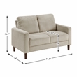 Pemberly Row Corduroy Loveseat with Track Arms Pocket Coils in Taupe