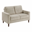 Pemberly Row Corduroy Loveseat with Track Arms Pocket Coils in Taupe