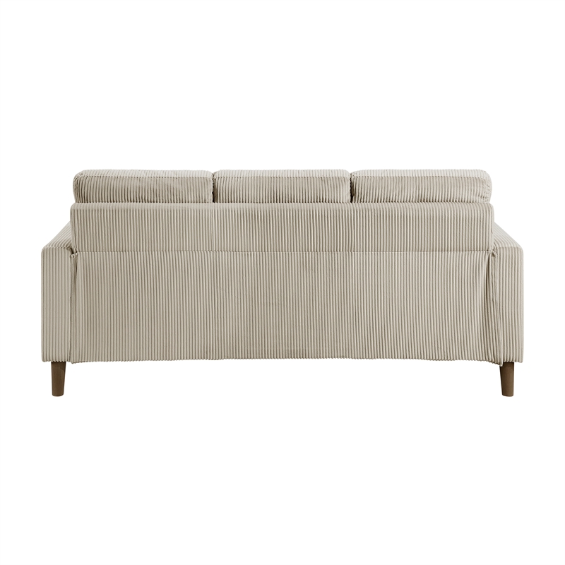 Pemberly Row Corduroy Fabric Sofa with Track Arms Pocket Coils in Taupe