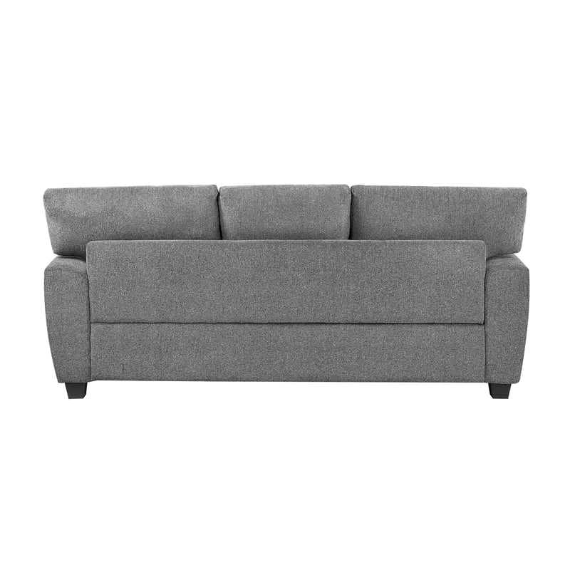 Pemberly Row Chenille Sofa with Reversible Cushions Nailhead Trim in Dark Gray