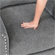 Pemberly Row Chenille Sofa with Reversible Cushions Nailhead Trim in Dark Gray