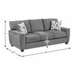 Pemberly Row Chenille Loveseat Reversible Cushions Nailhead Pillows in Dark Gray