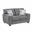 Pemberly Row Chenille Loveseat Reversible Cushions Nailhead Pillows in Dark Gray