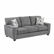 Pemberly Row Chenille Loveseat Reversible Cushions Nailhead Pillows in Dark Gray