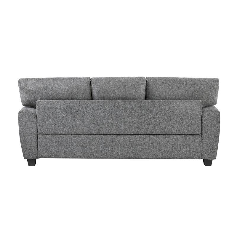 Pemberly Row Chenille Loveseat Reversible Cushions Nailhead Pillows in Dark Gray