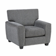 Pemberly Row Sofa Reversible Cushions Nailhead Trim Pillows in Dark Gray