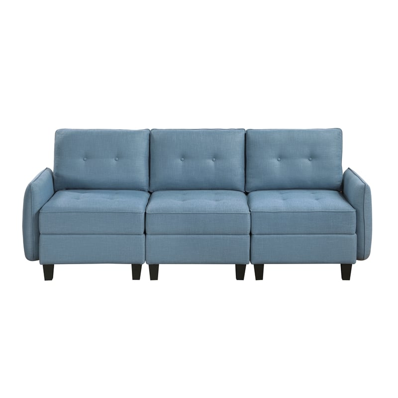 Pemberly Row Textured Modular Sofa with Hidden Storage Tufted in Blue
