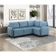 Pemberly Row Textured 4-Piece Modular Sectional Hidden Storage Tufted in Blue