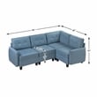 Pemberly Row Textured 4-Piece Modular Sectional Hidden Storage Tufted in Blue