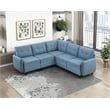 Pemberly Row Textured 5-Piece Modular Sectional Hidden Storage Tufted in Blue
