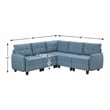 Pemberly Row Textured 5-Piece Modular Sectional Hidden Storage Tufted in Blue