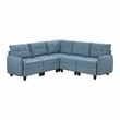Pemberly Row Textured 5-Piece Modular Sectional Hidden Storage Tufted in Blue