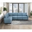 Pemberly Row Textured 6-Piece Modular Sectional Hidden Storage Tufted in Blue