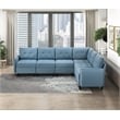Pemberly Row Textured 6-Piece Modular Sectional Hidden Storage Tufted in Blue
