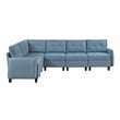 Pemberly Row Textured 6-Piece Modular Sectional Hidden Storage Tufted in Blue
