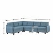 Pemberly Row Textured 6-Piece Modular Sectional Hidden Storage Tufted in Blue