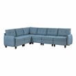 Pemberly Row Textured 6-Piece Modular Sectional Hidden Storage Tufted in Blue
