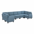 Pemberly Row Textured 7-Piece U-Shape Modular Sectional with Storage in Blue