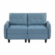 Pemberly Row Textured Modular Loveseat with Hidden Storage Tufted in Blue