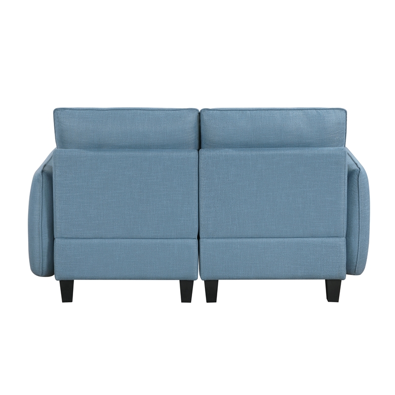 Pemberly Row Textured Modular Loveseat with Hidden Storage Tufted in Blue