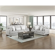 Pemberly Row Microfiber Loveseat Channel Tufted with Pillows in Light Gray
