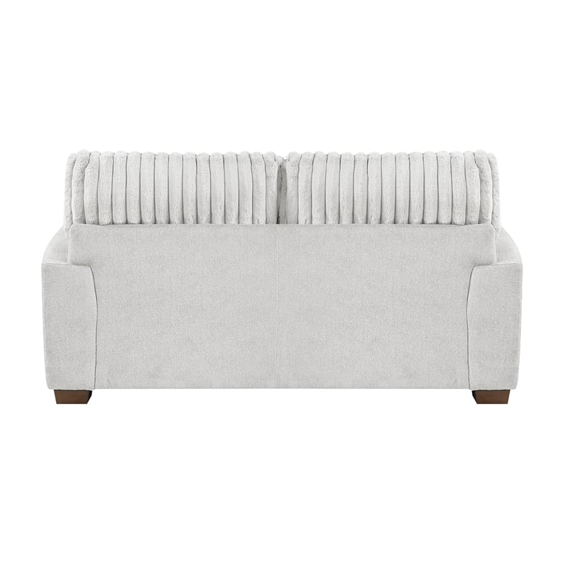 Pemberly Row Microfiber Loveseat Channel Tufted with Pillows in Light Gray