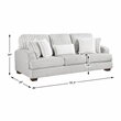 Pemberly Row Microfiber Sofa Channel Tufted with Decor Pillows in Light Gray