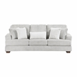 Pemberly Row Microfiber Sofa Channel Tufted with Decor Pillows in Light Gray