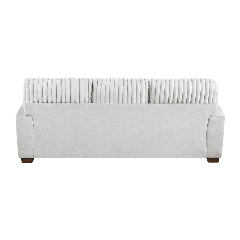 Pemberly Row Microfiber Loveseat Channel Tufted with Pillows in Light Gray