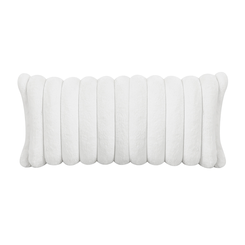 Pemberly Row Microfiber Loveseat Channel Tufted with Pillows in Light Gray