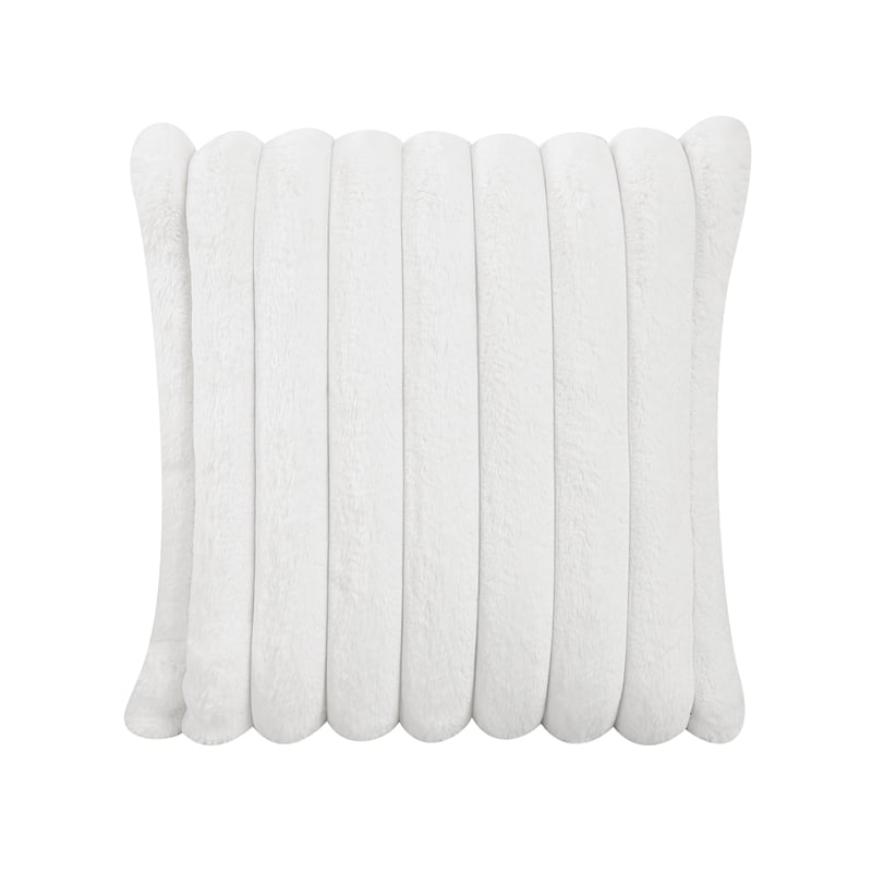Pemberly Row Microfiber Loveseat Channel Tufted with Pillows in Light Gray