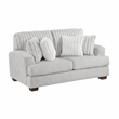 Pemberly Row Microfiber Sofa Channel Tufted with Decor Pillows in Light Gray