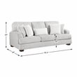 Pemberly Row Microfiber Sofa Channel Tufted with Decor Pillows in Light Gray