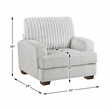 Pemberly Row Microfiber Sofa Channel Tufted with Decor Pillows in Light Gray