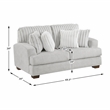 Pemberly Row Microfiber Sofa Channel Tufted with Decor Pillows in Light Gray