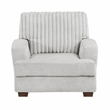 Pemberly Row Microfiber Sofa Channel Tufted with Decor Pillows in Light Gray