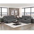Pemberly Row Microfiber Double Reclining Loveseat with Console in Dark Gray