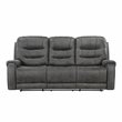 Pemberly Row Microfiber Double Reclining Loveseat with Console in Dark Gray