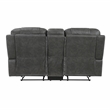 Pemberly Row Microfiber Double Reclining Loveseat with Console in Dark Gray