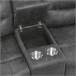 Pemberly Row Microfiber Double Reclining Loveseat with Console in Dark Gray