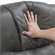 Pemberly Row Microfiber Double Reclining Sofa with Tab Pull Motion in Dark Gray