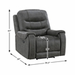 Pemberly Row Microfiber Double Reclining Sofa with Tab Pull Motion in Dark Gray