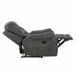 Pemberly Row Polished Microfiber Reclining Chair Tab Pull Motion in Dark Gray