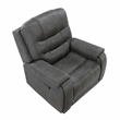 Pemberly Row Polished Microfiber Reclining Chair Tab Pull Motion in Dark Gray