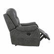 Pemberly Row Polished Microfiber Reclining Chair Tab Pull Motion in Dark Gray